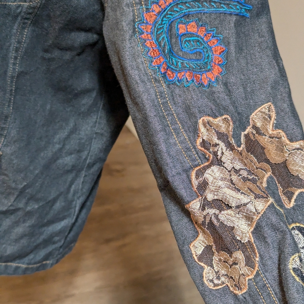 Women's lightweight denim patchwork shirt size 1X - Picture 6 of 10